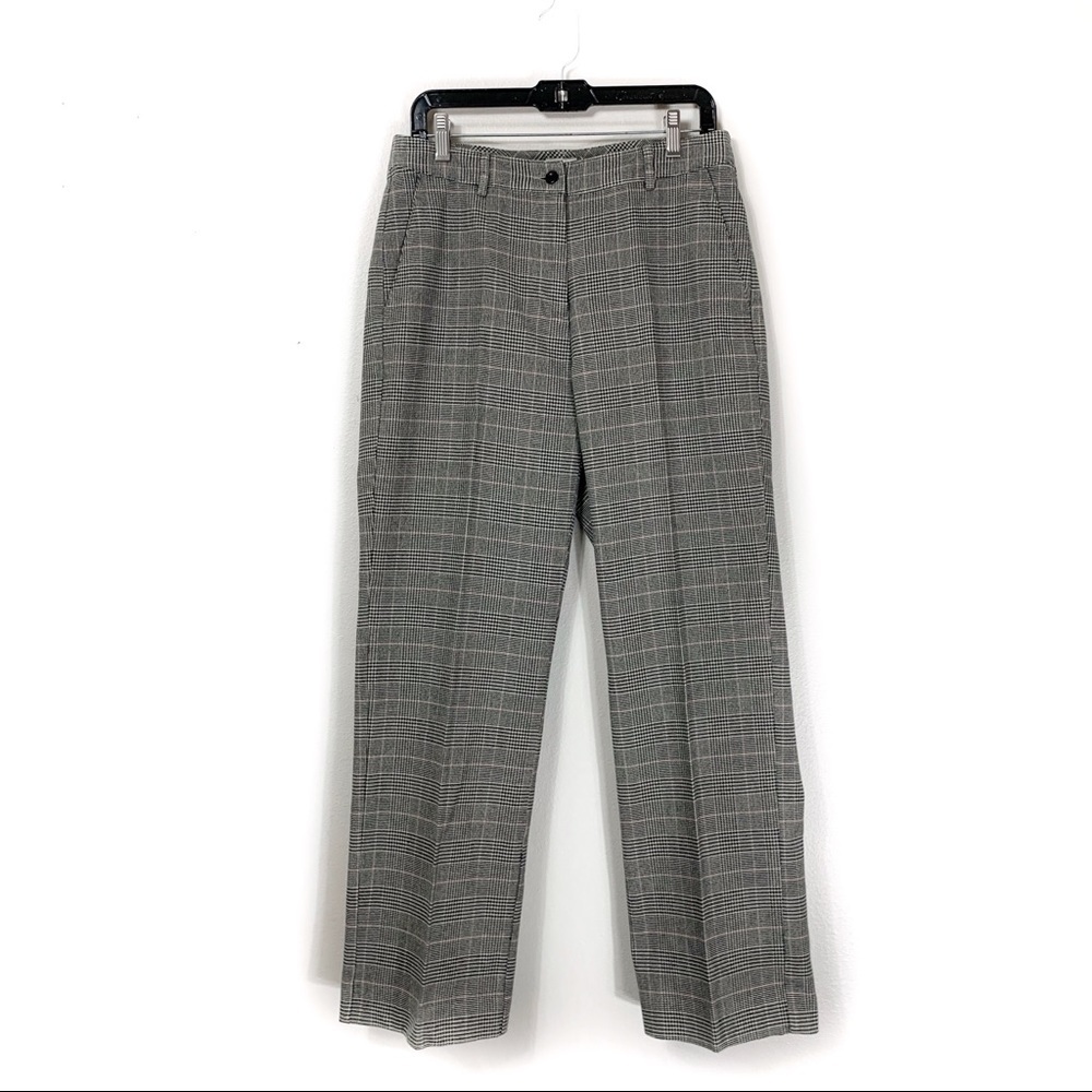 L.L.Bean 100% Cotton Gray Plaid Trousers Size 10
